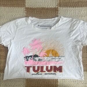Prince Peter- cropped white T-Shirt with Tulum Graphic